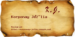 Korponay Júlia névjegykártya